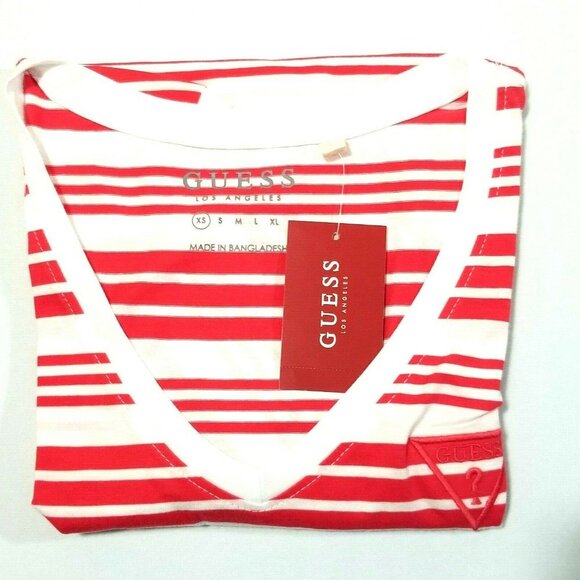 Guess Women's‎ V-neck Top Short Sleeve Logo Tee New - Picture 3 of 6